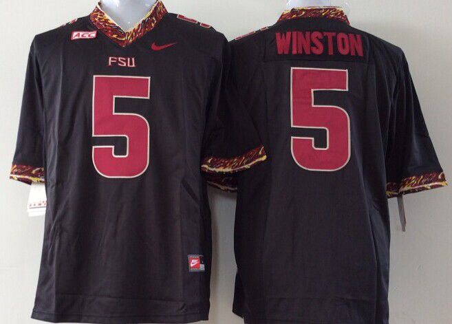 Men Florida State Seminoles FSU #5 Winston Black Nike 2025 NCAA Jersey->ncaa teams->NCAA Jersey